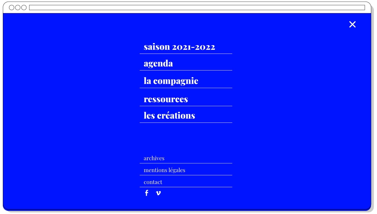 simulation de la page menu du site web www.cieyvannalexandre.com dans un navigateur