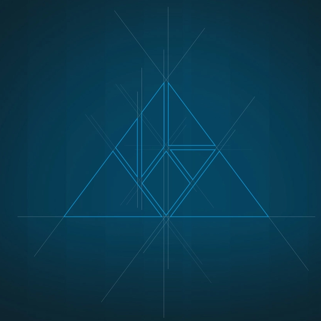 Logo tangram A3IP bleu clair sur bleu foncé