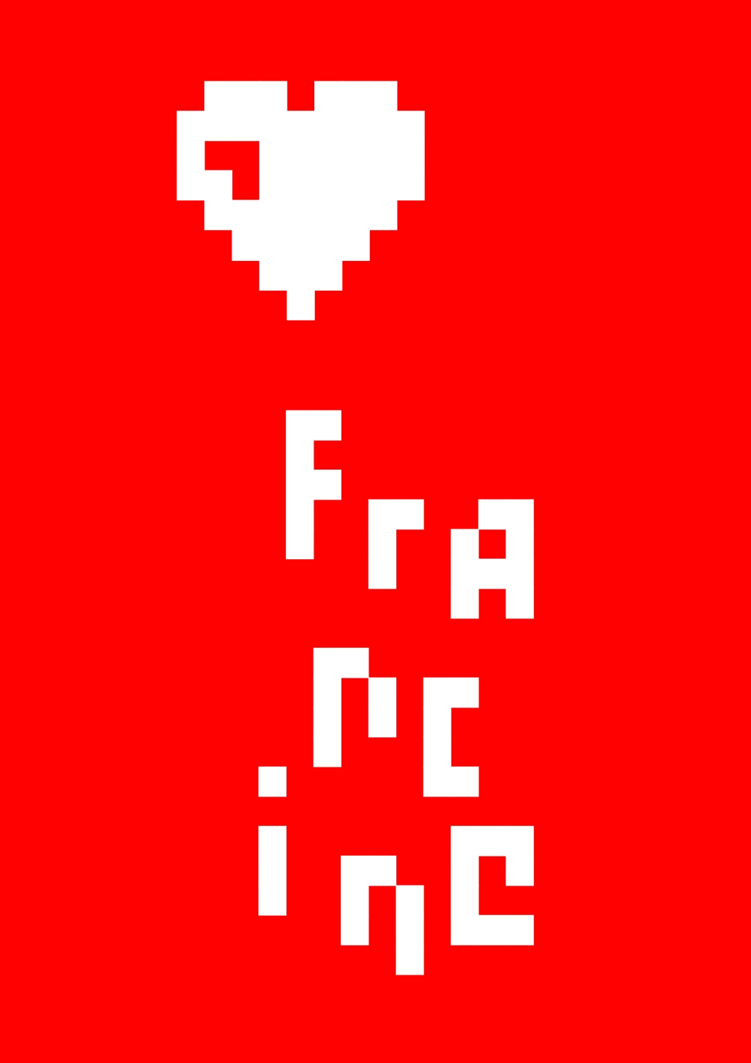 Picto coeur au dessus du log francine vasse en pixel