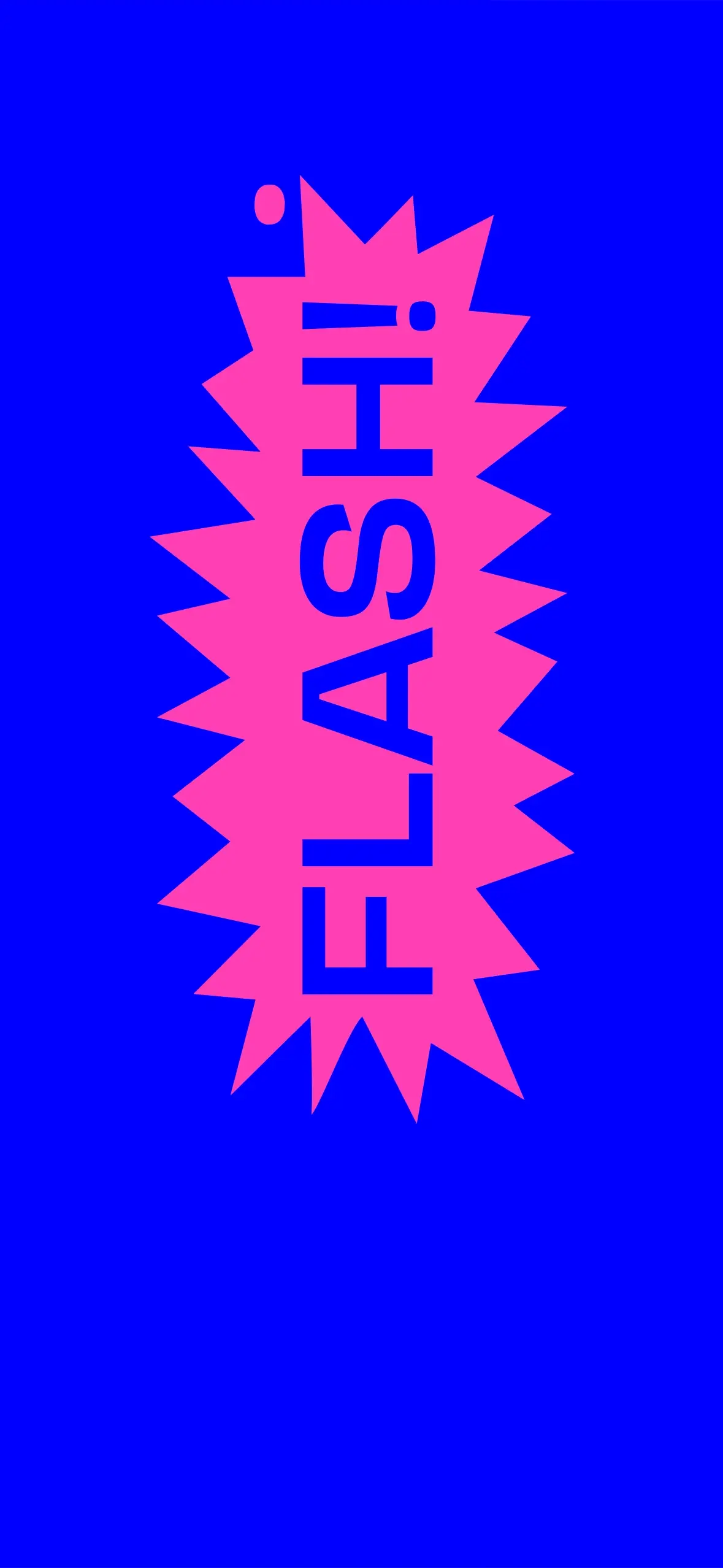 logo de l'événement Flash! avec "Flash" rose fluo sur fond bleu pétard