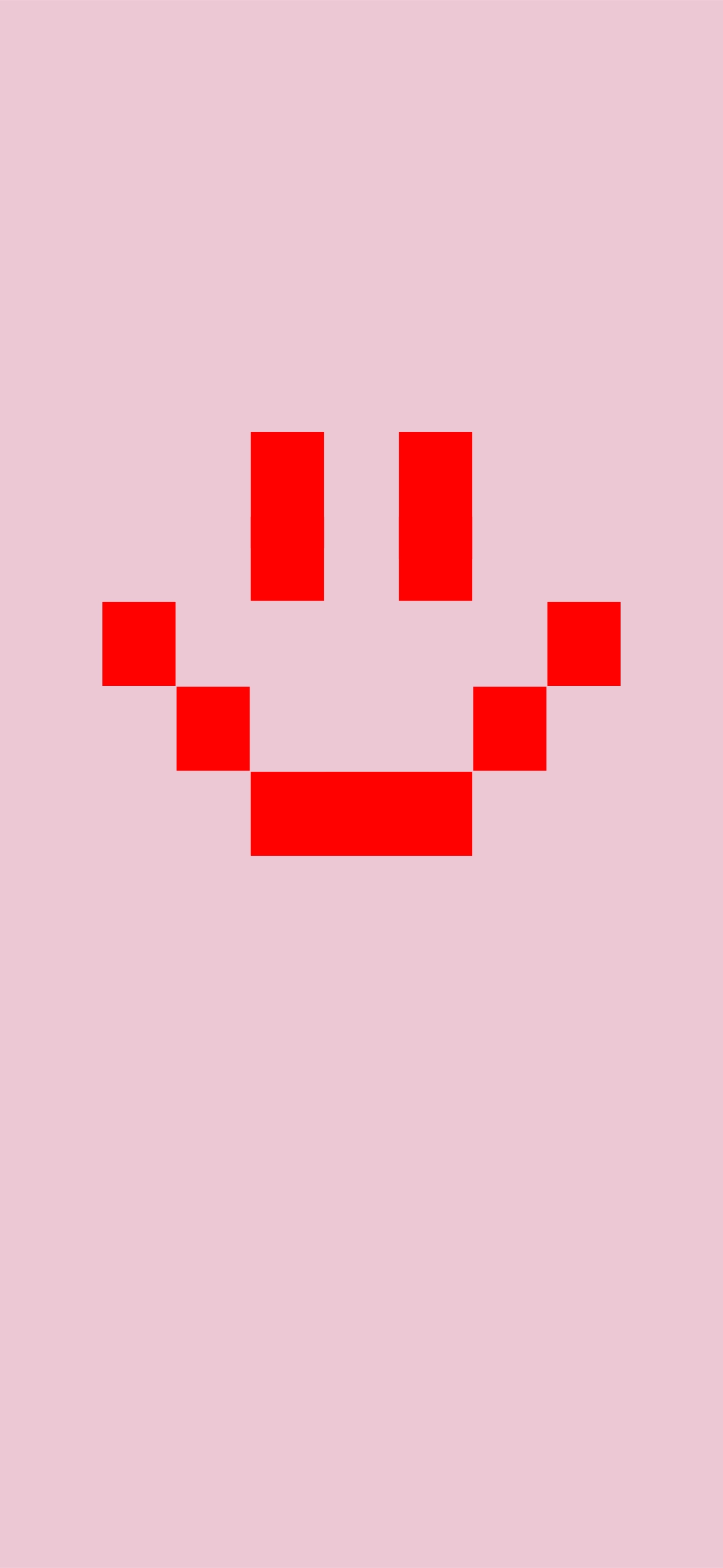 picto rouge smiley en gros pixel sur fond rose