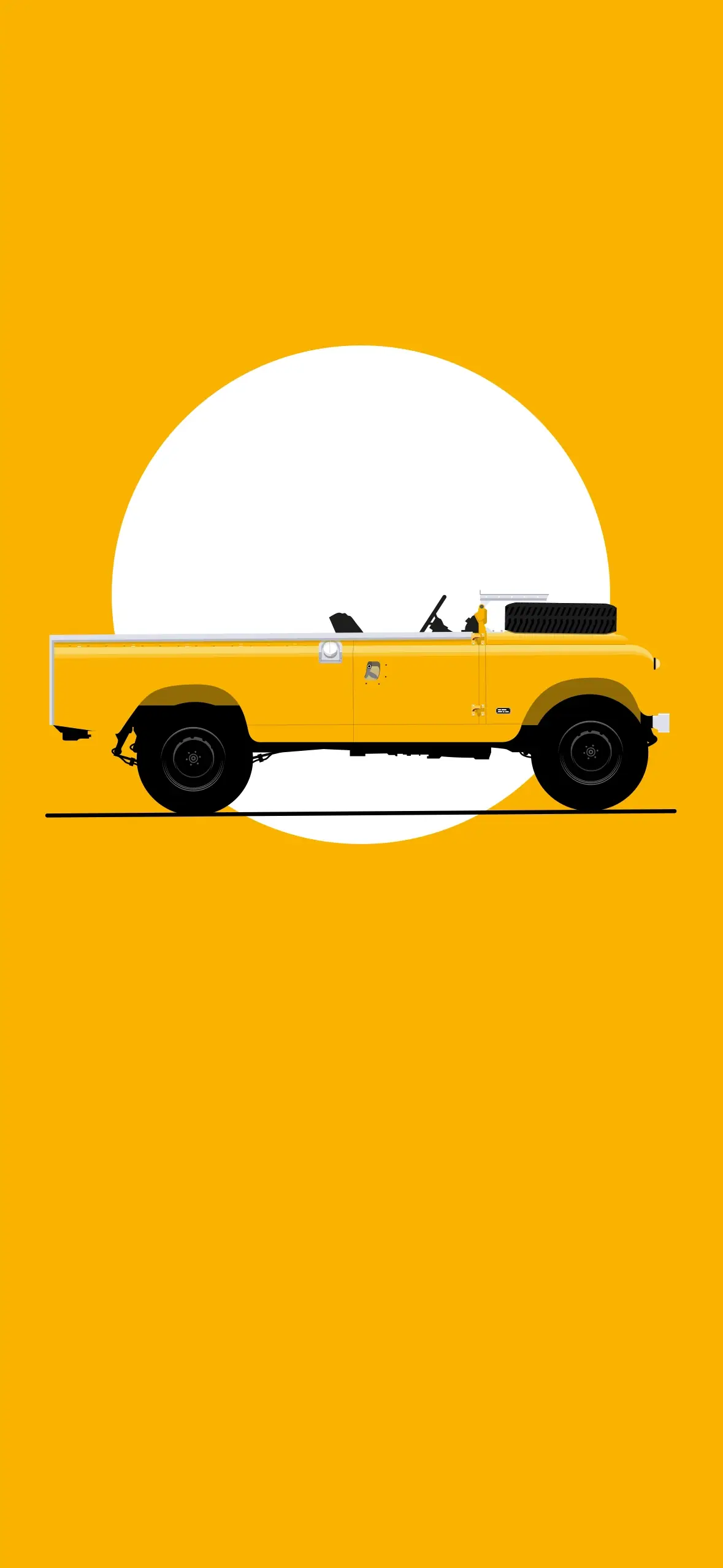 Illustrations extraites d'une série de dessins vectoriels représentant un Range Rover jaune sur fond jaune